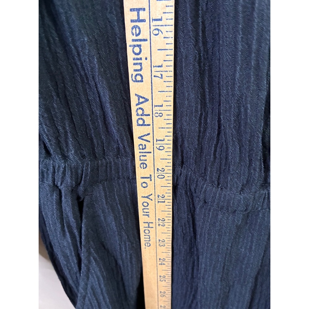 Soft Surroundings Black Crinkle Textured Asymmetrical Button Jumpsuit PM Petite - Picture 10 of 13
